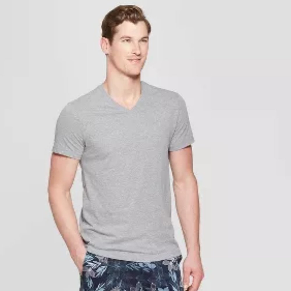 Goodfellow Men's XL Gray Standard V Neck Short Sleeve Tee Lyndale NWT